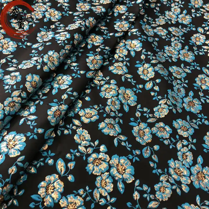 Gold flower brocade fabric top Quality 100% Polyester fabric for dress garment 3D Metallic pattern jacquard