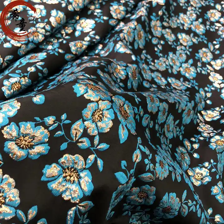 Gold flower brocade fabric top Quality 100% Polyester fabric for dress garment 3D Metallic pattern jacquard