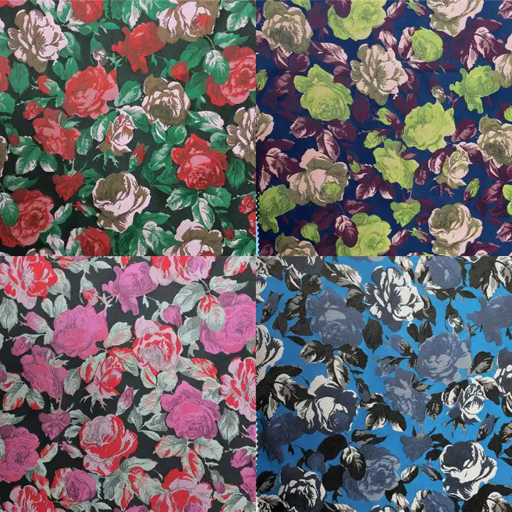 2022 new design china textile supplier new design customize fashion 3D flower yarn dyed brocade jacquard fabrics for dress