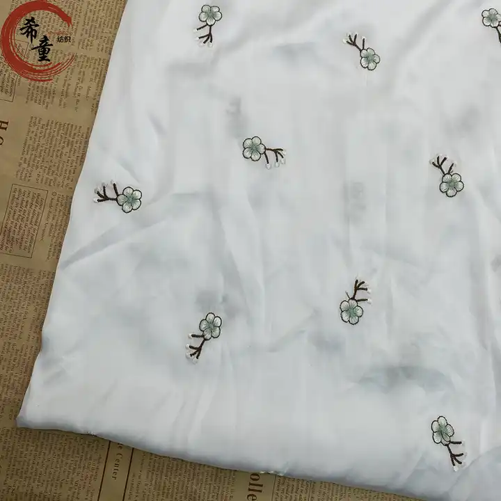 New design wholesale embroidered breathable satin chiffon fabric suitable for spring and summer dress