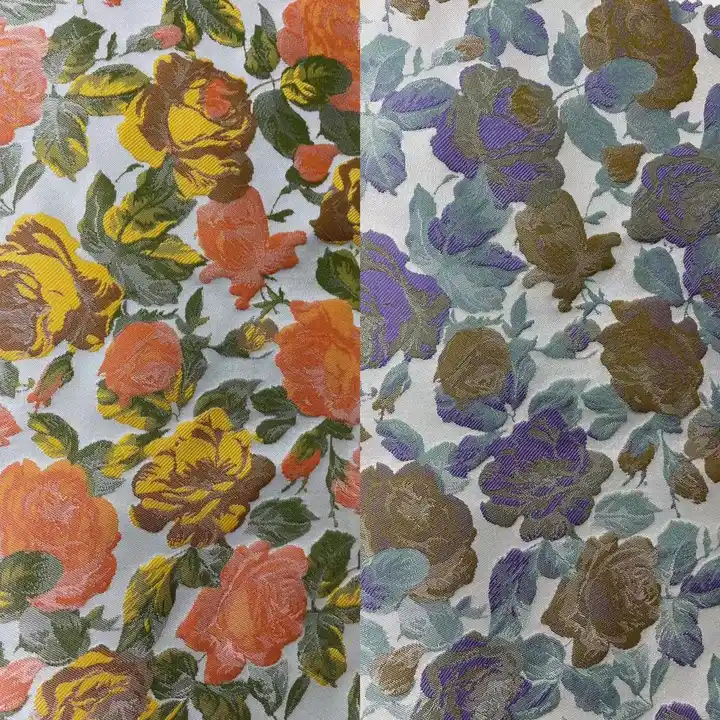 2022 new design china textile supplier new design customize fashion 3D flower yarn dyed brocade jacquard fabrics for dress