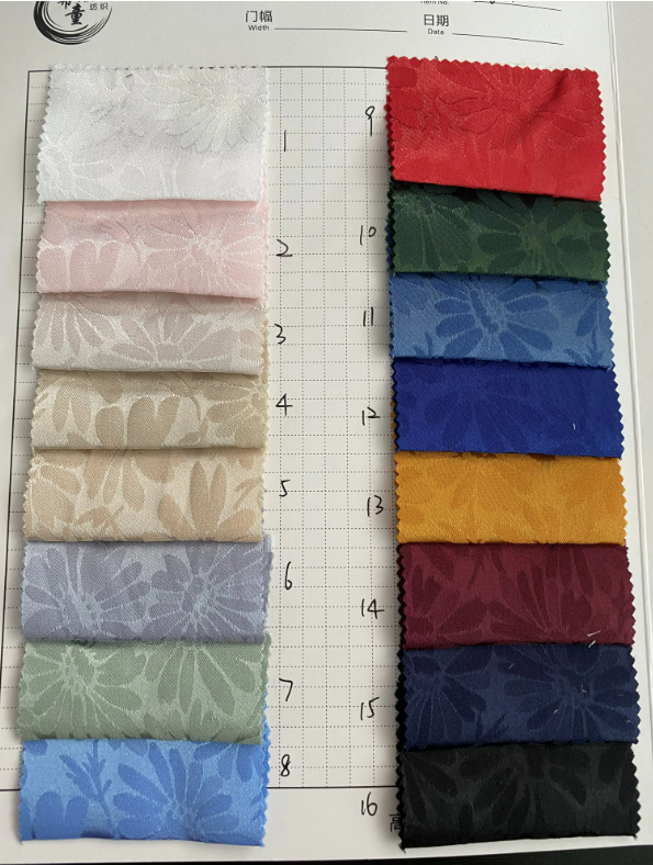 97%P 3%SP POLYESTER SATIN FABRIC CLOTHING FABRIC NEW DESIGN WHOLESALE Daisy JACQUARD SATIN FOR FASHION LADY'S GARMENTS