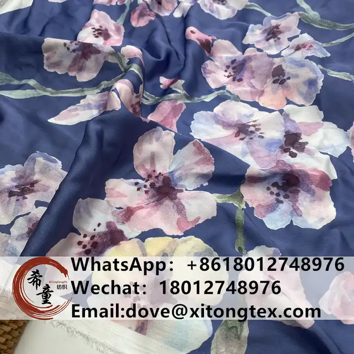 woven textile 100% polyester fabric wholesale super soft new design large flower digital printing crepe satin fabric