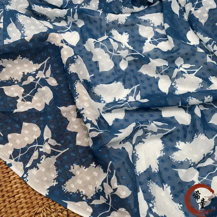 100% polyester fabric wholesale metallic dot fabric chiffon clip dot jacquard chiffon fabric for skirt garment dress