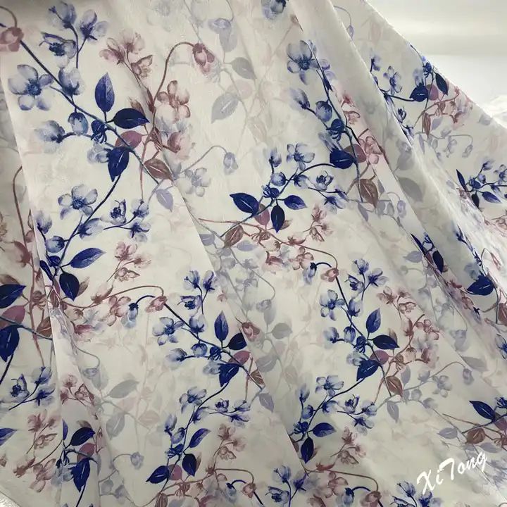 100% polyester fabric wholesale super soft new design large flower digital printing satin polyester fabric chiffon dress